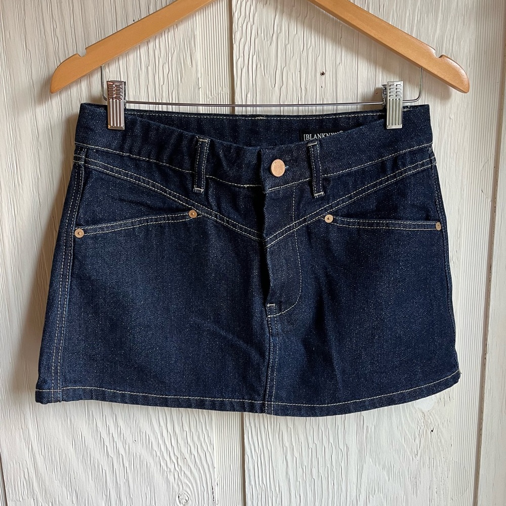 Blank NYC Dark Blue Denim Mini Skirt